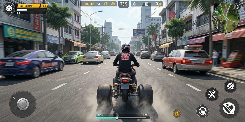 Tampilan aksi balapan yang seru dan intens di <strong>73K</strong>.