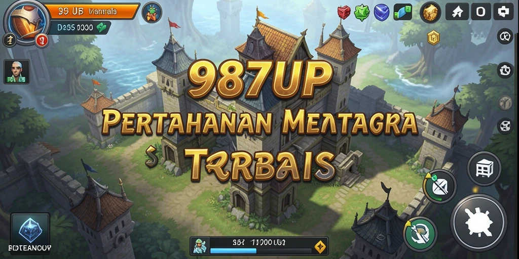Gameplay seru 987UP dengan menara beragam dan strategi pertahanan yang mendalam.