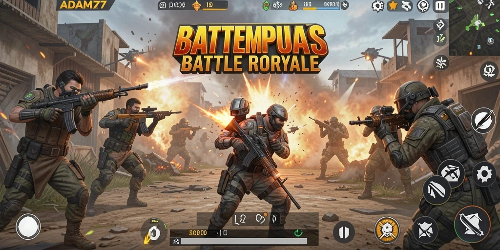 Screenshot dari gameplay ADAM77 yang menunjukkan aksi pertempuran mendebarkan.