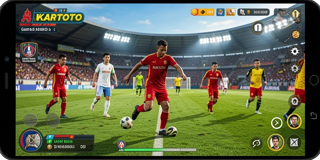 Tampilan menarik dari pertandingan sepak bola di AKARTOTO.