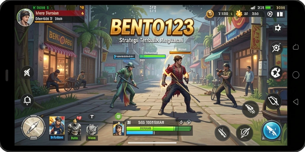 Tangkapan layar gameplay BENTO123 menunjukkan pertempuran strategis yang intens.