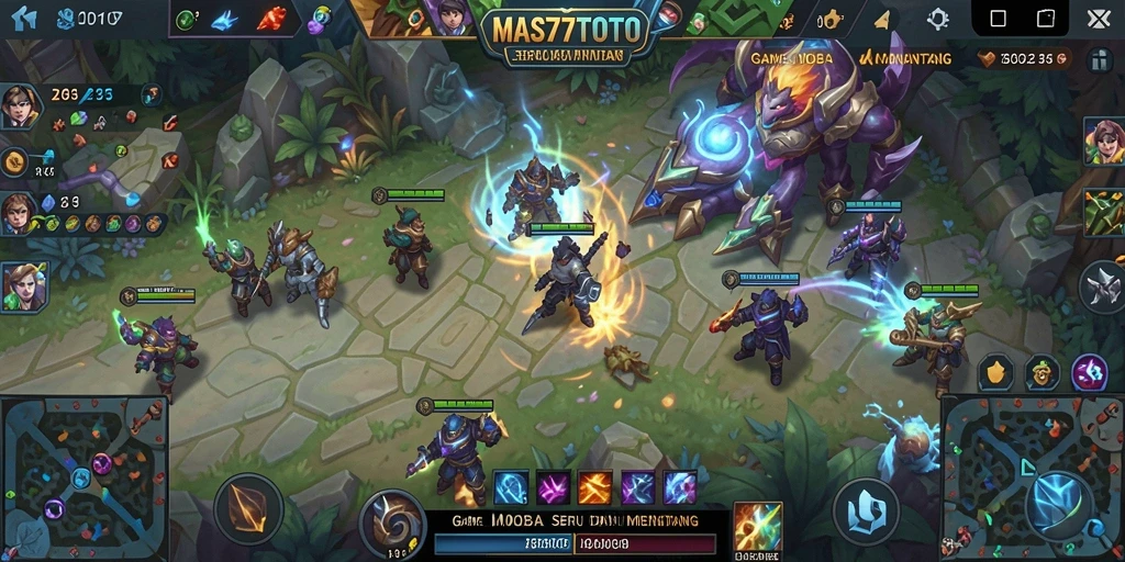 Tampilan screenshot dari gameplay seru <strong>MAS77TOTO</strong> dalam pertarungan MOBA.