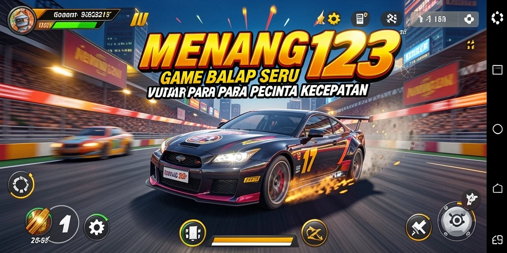 Tampilan gameplay seru dari MENANG123 saat balapan di trek.
