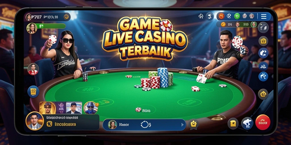Tampilan gameplay PT707 yang menampilkan dealer langsung dan interaksi pemain.