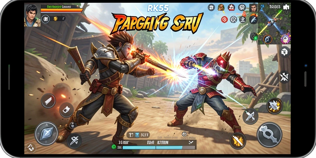 Gameplay dinamis dan pertarungan seru di RK55 dengan grafis menawan.