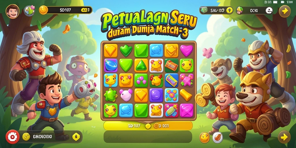 Tampilan gameplay menarik dalam game Match-3 SD107.