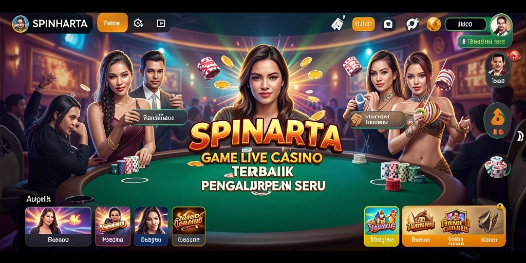 Tampilan gameplay Live Casino SPINHARTA yang memukau dan interaktif.