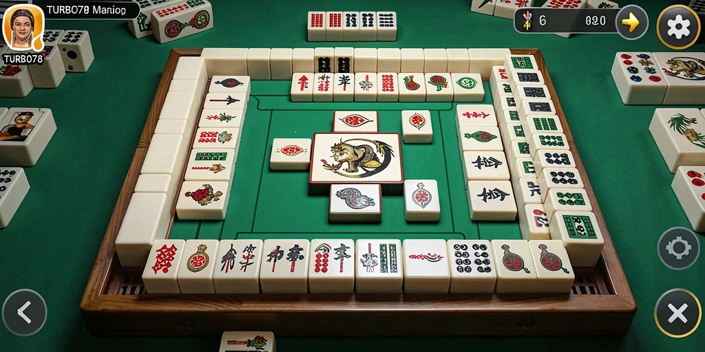 Tampilan gameplay menantang dari TURBO78 dalam permainan Mahjong.