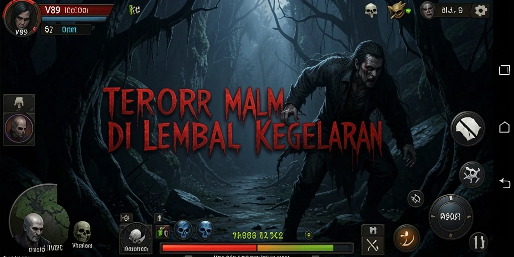 Tampilan gameplay V89 dengan suasana yang mencekam dan menegangkan.
